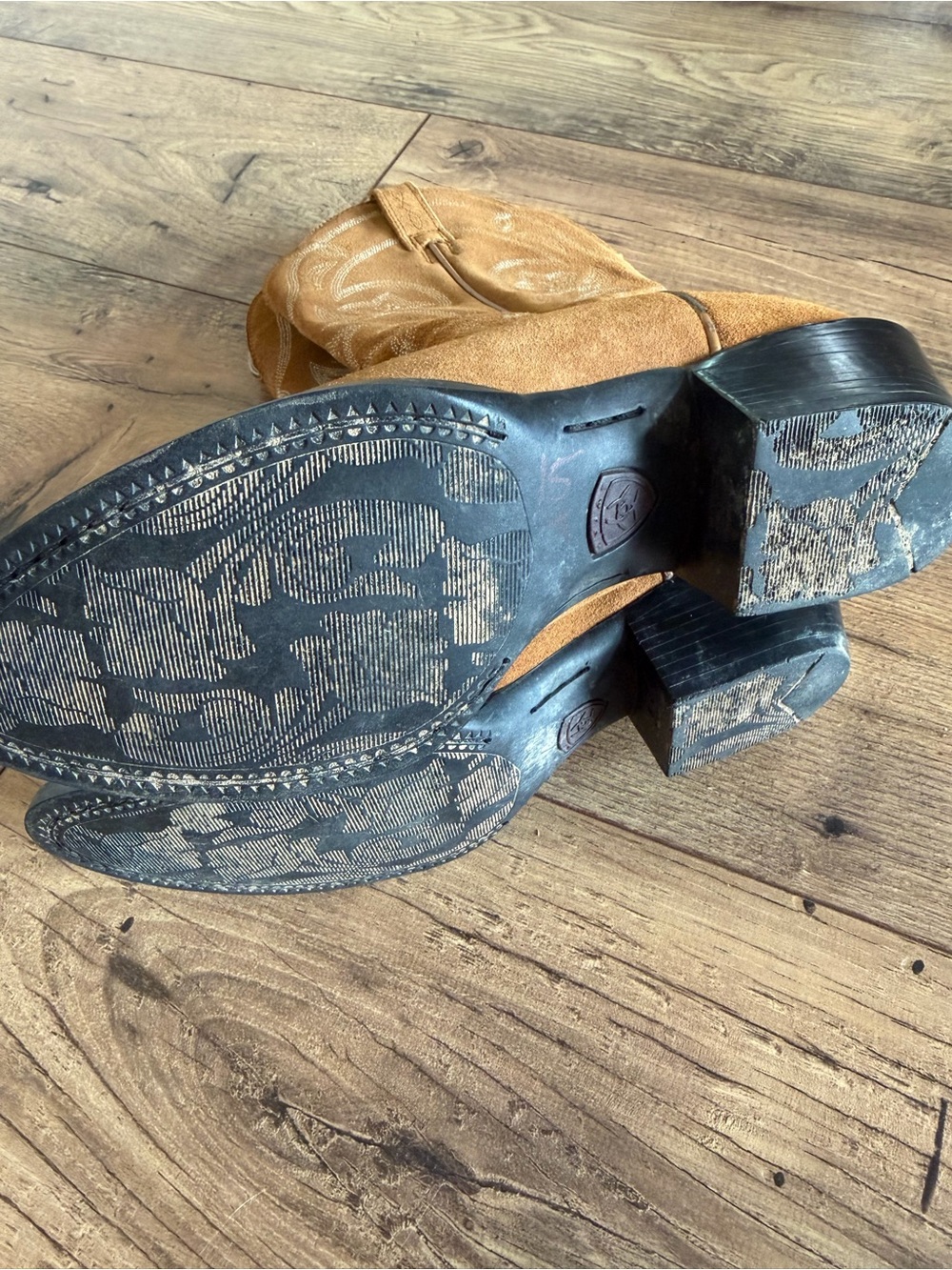 Ariat Brown Heritage Suede Western Cowboy Boot Embroidered Floral Women 7B 15713 - Picture 9 of 13